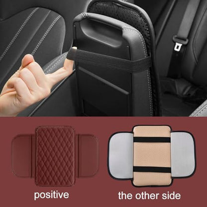 Memory Cotton Leather Car Armrest Box Pad (Brown)