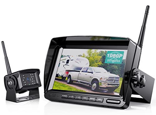 Wireless Backup Camera System Kit for Rv (Black+Silver / 7-inch + 1 Wireless Camera)