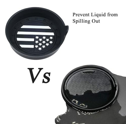 2 Pack Car Cup Coaster Silicone Spill (Black American Flag / 2 Pack)