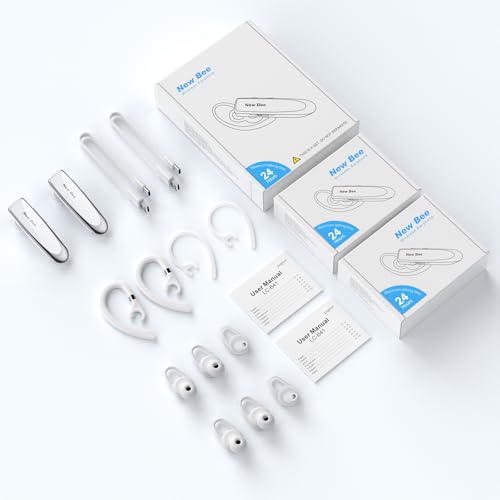 2 Pack] Bluetooth Earpiece V5.0 Wireless Handsfree Headset 24 Hrs Driving (White)