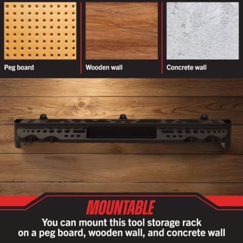 Wall Mount Hand Tool Organizer with 61 Holes and 4 Hooks
