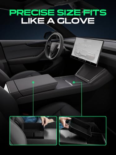 Center Console Organizer Tray for Tesla Model Y Juniper 2025 2026 (2PCS Center Console & Armrest Upper Tray)