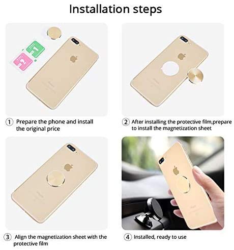 Cute Pink Metal Plates Set 4 Pack for Magnetic Car Mount. Kit of 4 Rose Gold Round Discs Without Holes for Phone Holder (Rose Gold)
