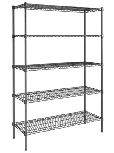 Black 5 Tier Metal Adjustable Freestanding Garage Storage Wire Shelving Unit (Black-5Tiers-36x14x72")