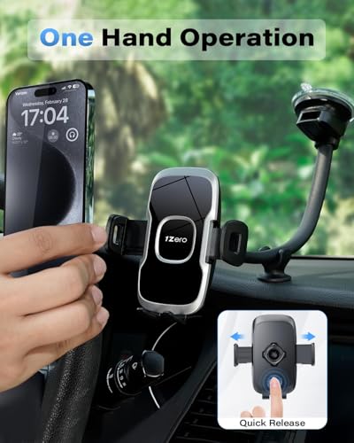 Solid Car Truck Phone Mount Holder with 14 (Black Mirror Surface with Silver Ring)