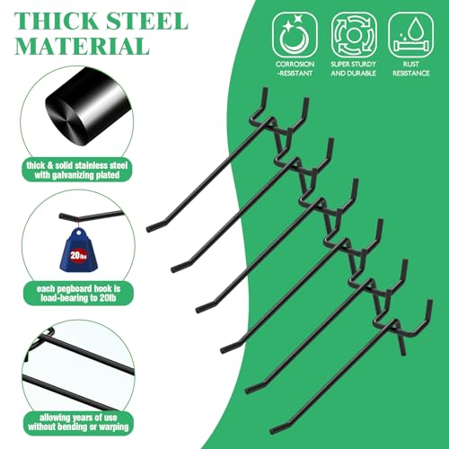 50Pcs 4" 10CM Pegboard Hooks Assortment Set (4 Inches / Black)