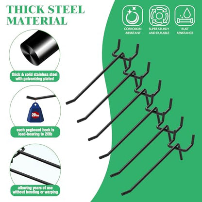 50Pcs 4" 10CM Pegboard Hooks Assortment Set (4 Inches / Black)