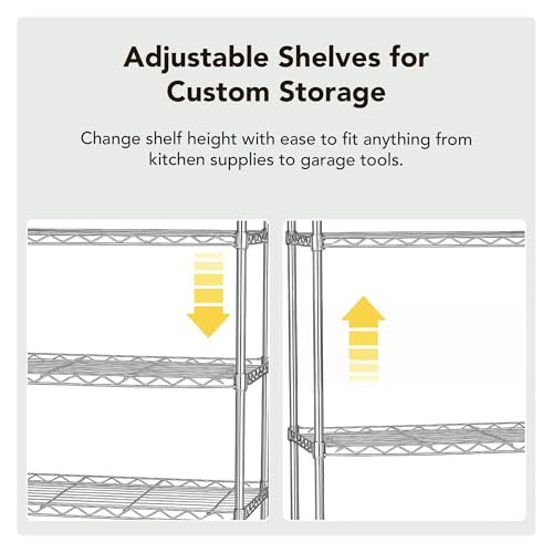 5 Tier Heavy Duty Wire Shelving Unit Storage Rack for Products Plant Pantry (5 Tier - 14"W x 30"L / Chrome)