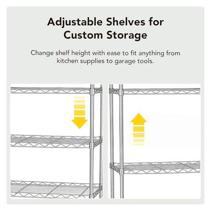 Heavy Duty 4 Tier Wire Shelving Unit Storage Rack (4 Tier - 14"W x 30"L / Chrome)