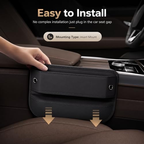 Premium Leather Car Seat Gap Filler Organizer (Black)