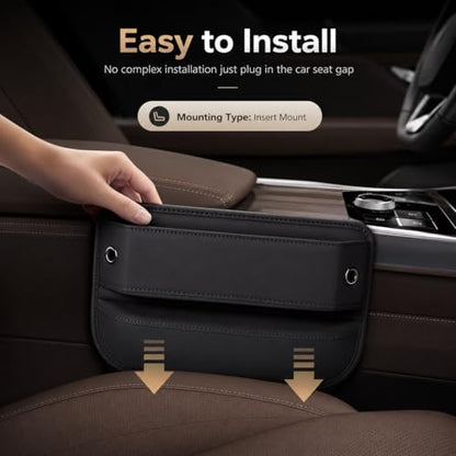 Premium Leather Car Seat Gap Filler Organizer (Black)