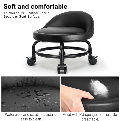 Rolling Stool with Backrest Low Height Rolling Stools (Style 4)