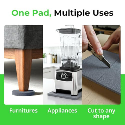 Neoprene Foam AntiVibration Pads with Adhesive (Grey / 4-Pack 12" X 12" X 1/4")