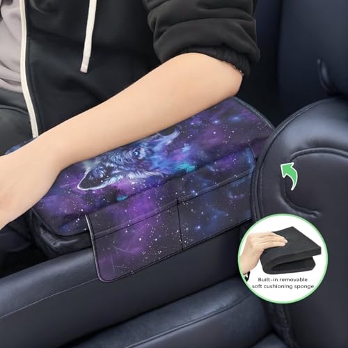 Galaxy Wolf Butterfly Car Center Console Armrest Cover Soft Armrest Cover Lid Non (Galaxy Wolf Butterfly)
