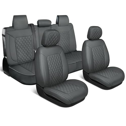 Curated Ashen Napa Leather Seat Covers for Cars & SUVs (Gray (Ashen) – Set / Full Set)