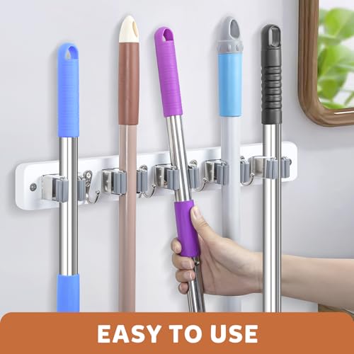 Broom Holder Wall Mount (White)