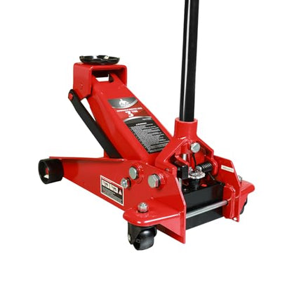 Floor Jack 3 Ton Capacity Fast Lift Service Jack Steel Heavy Duty Hydraulic Car Jack (3 Ton Fast Lift / Red)