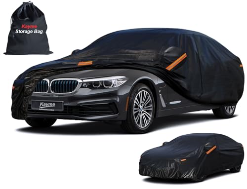 Sedan Car Cover Waterproof All Weather (PE-Black / 2 A6 Fit Sedan-Length (204" To 210"))