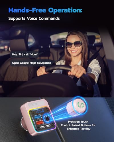 54W Bluetooth 5.3 Car Adapter (Pink)