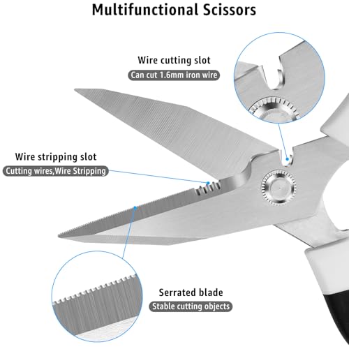 Utility Scissors All Purpose heavy duty 8 (White)