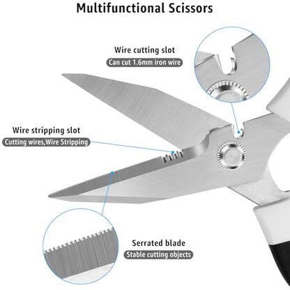 Utility Scissors All Purpose heavy duty 8 (White)