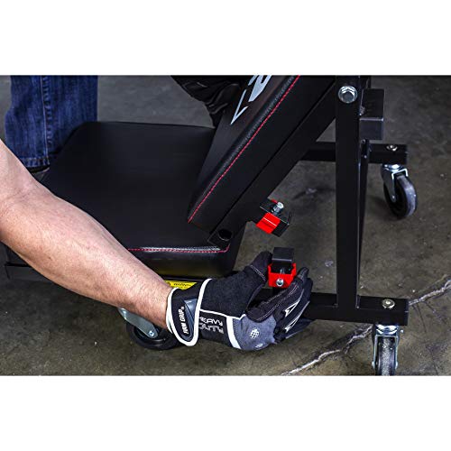 2-in-1 Rolling Creeper Seat Converts from High to Low Roller Seat, Fast, Tool-Free Conversion, Garage, Shop, Brake Jobs, Washing, Detailing, Maintenance, Thick Pad, 3-in. Casters - 240298 (2-in-1)