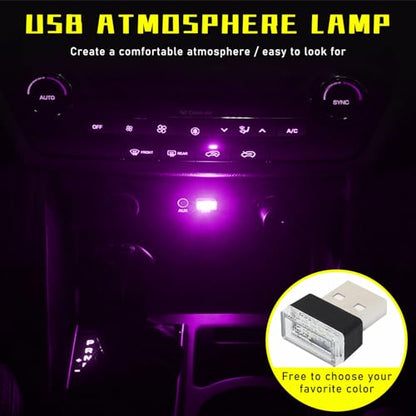 4 PCS USB LED Car Interior Atmosphere Lamp (2 Red+2 Purple)
