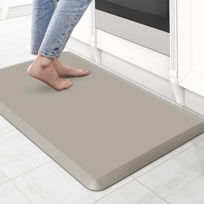 Kitchen Mat Cushioned Anti Fatigue Rug Standing and Comfort Floor Mats (Khaki / 28"L x 17.3"W x 0.5"Th)