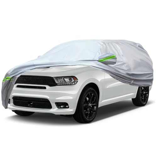 6 Layers Premium SUV Car Cover Waterproof All Weather Weatherproof UV Sun Protection Snow Dust Storm Resistant Outdoor Exterior Custom Form (Silver Car Cover / K9 - SUV -（Fits size 198"-208"）)