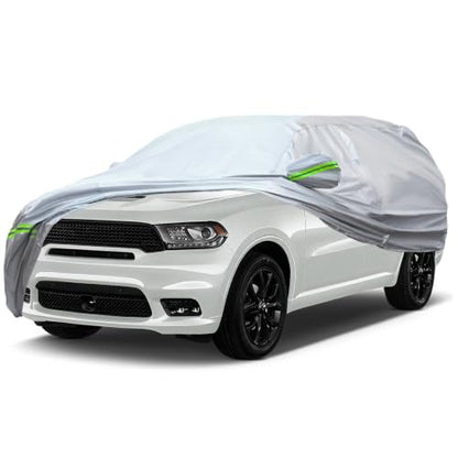 6 Layers Premium SUV Car Cover Waterproof All Weather Weatherproof UV Sun Protection Snow Dust Storm Resistant Outdoor Exterior Custom Form (Silver Car Cover / K9 - SUV -（Fits size 198"-208"）)