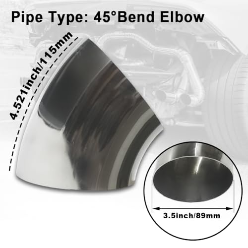 OD 3.5 inch 45 degree exhaust elbow Pipe (3.5")