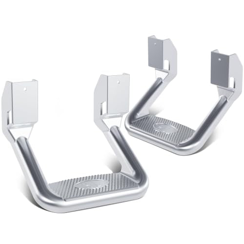 2Pcs Side Step Compatible with Chevrolet GMC Ford Isuzu Mitsubishi (silvery)