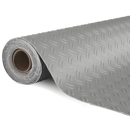 7.5 x 20 FT Garage Floor Mat (7.5'x20' / Silver(Dual Diamond))