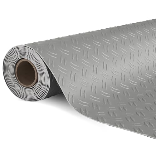 7.5 x 20 FT Garage Floor Mat (7.5'x20' / Silver(Dual Diamond))