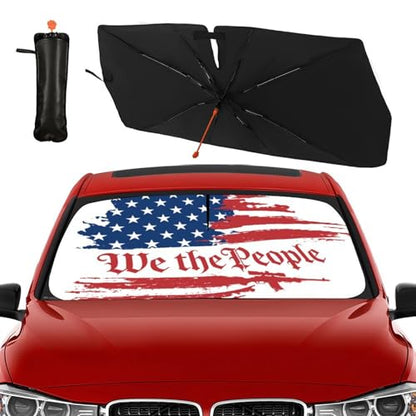 Vintage USA American Flag Car Windshield Sunshade Umbrella (57X31 Inch / styled45f-6)