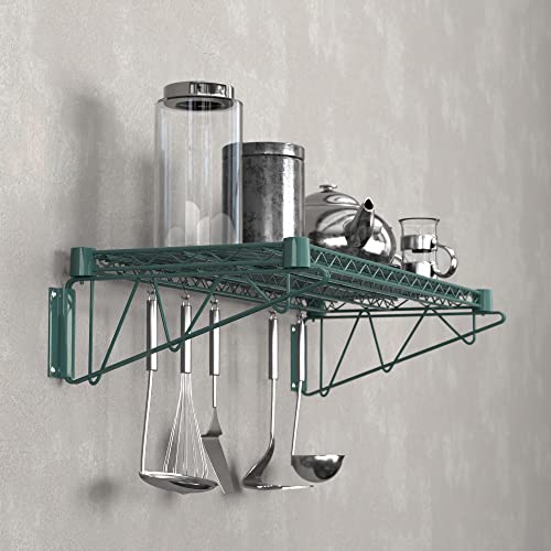 14" x 36" Green Epoxy Wire Wall Mount Shelf (Green / 14" x 36")