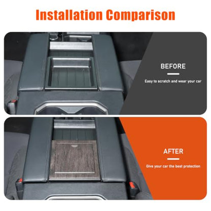 Car Armrest Storage Hidden Tray Cover Lid for Toyota Tundra 2022 (Oak Wood Pattern)