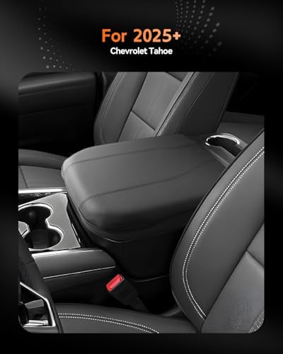 for 2025 2026 Chevrolet Tahoe Center Console Cover Armrest Box Cover for Tahoe (Tahoe Thin Black Leather)