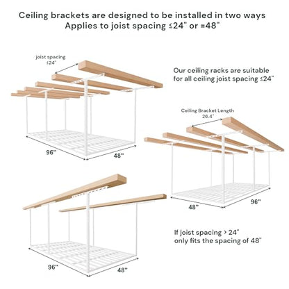 4x8 Overhead Garage Storage Rack Organization (White / 4*8 FT - 1 Pc)