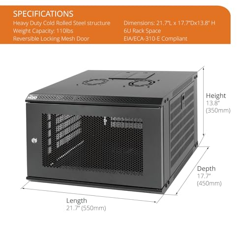 6U Wall Mount Rack Network Cabinet for 19" IT Equipment (6U/Mesh Door)