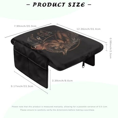 Brown Horse Dream Catcher Auto Center Console Cover Armrest Seat Box Pad Protector with Side Storage Pocket Middle Console Pad Arm Rest Protective Cover Car Interior Protection (Brown Horse Dream Catcher)