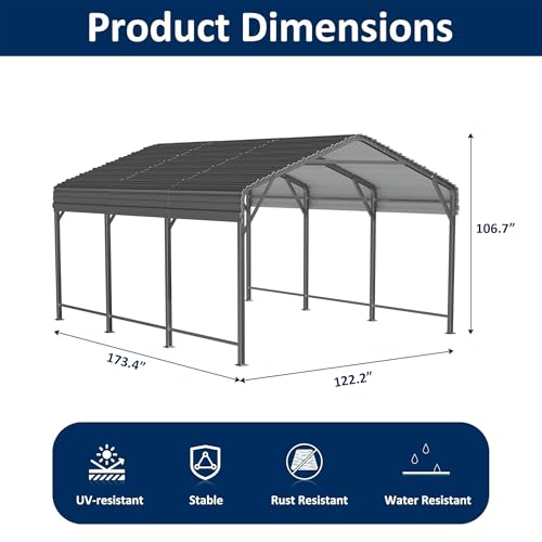 10x15 FT Metal Carport Canopy with Reinforced Base (10x15 FT)