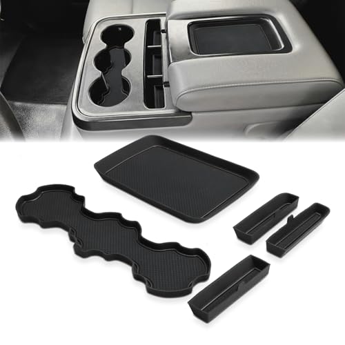Silicon Organizer Tray Mat Compatible with Silverado 1500 BenchSeats (Black / 5 piece/set)
