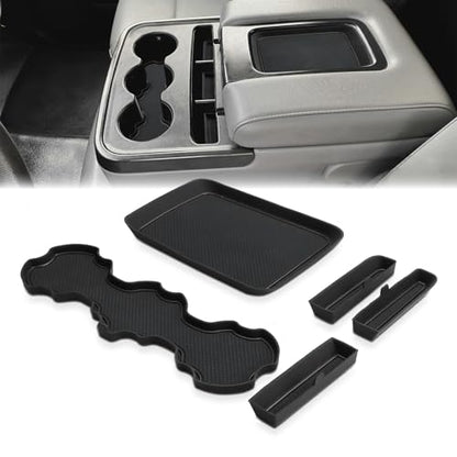 Silicon Organizer Tray Mat Compatible with Silverado 1500 BenchSeats (Black / 5 piece/set)
