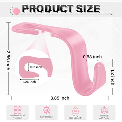 4 Pack Car Seat Headrest Hooks (4pc / Pink)