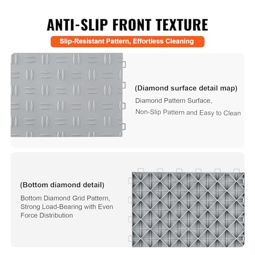 Garage Floor Tiles 12 x 12 x 0.53 inch (50 Pack Tile / Silver)