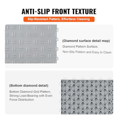 Garage Floor Tiles 12 x 12 x 0.53 inch (50 Pack Tile / Silver)
