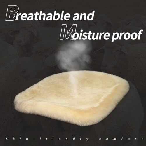 Genuine Sheepskin Car Seat Cushion Seat Covers for Cars Trucks SUV Comfort Seat Protector Pad for Car Driver Seat Car Accessories for Women Office Chair Car Decor (Pearl / Front Seat Cushions-2 Pcs)