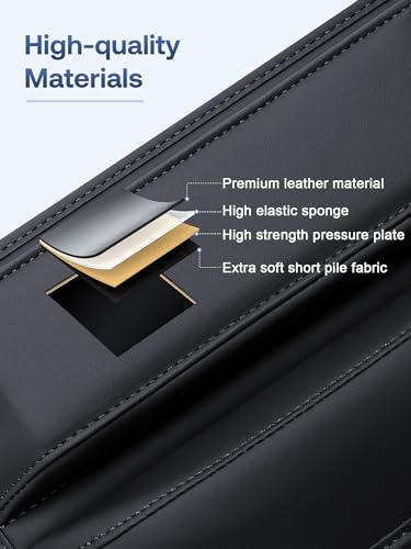 Premium Leather Car Seat Gap Filler Organizer (02 Black, 2 Pack)
