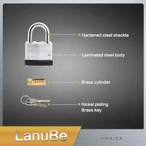 Laminated Keyed Alike Padlock 48 Pack 1.6 (48 Pack Black)